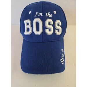 I'm The Boss Embroidered Print Baseball Cap Blue Boss Hat Strap Back Adjustable